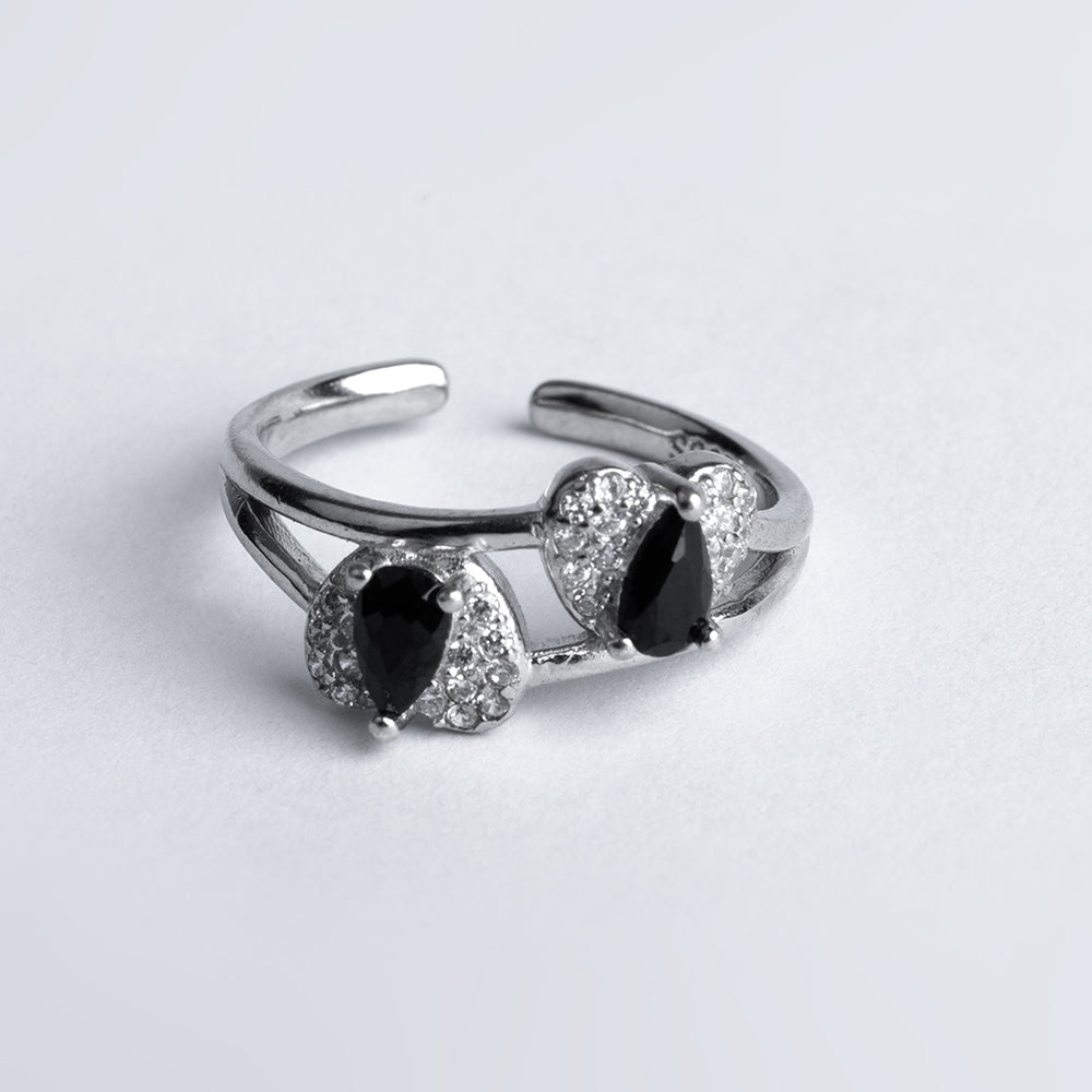 Double Sided Black Stone 925 Ring